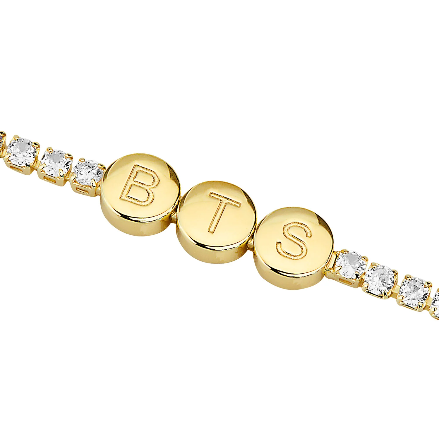 Engraved Slider Charms Station CZ Tennis Bracelet - Image 4