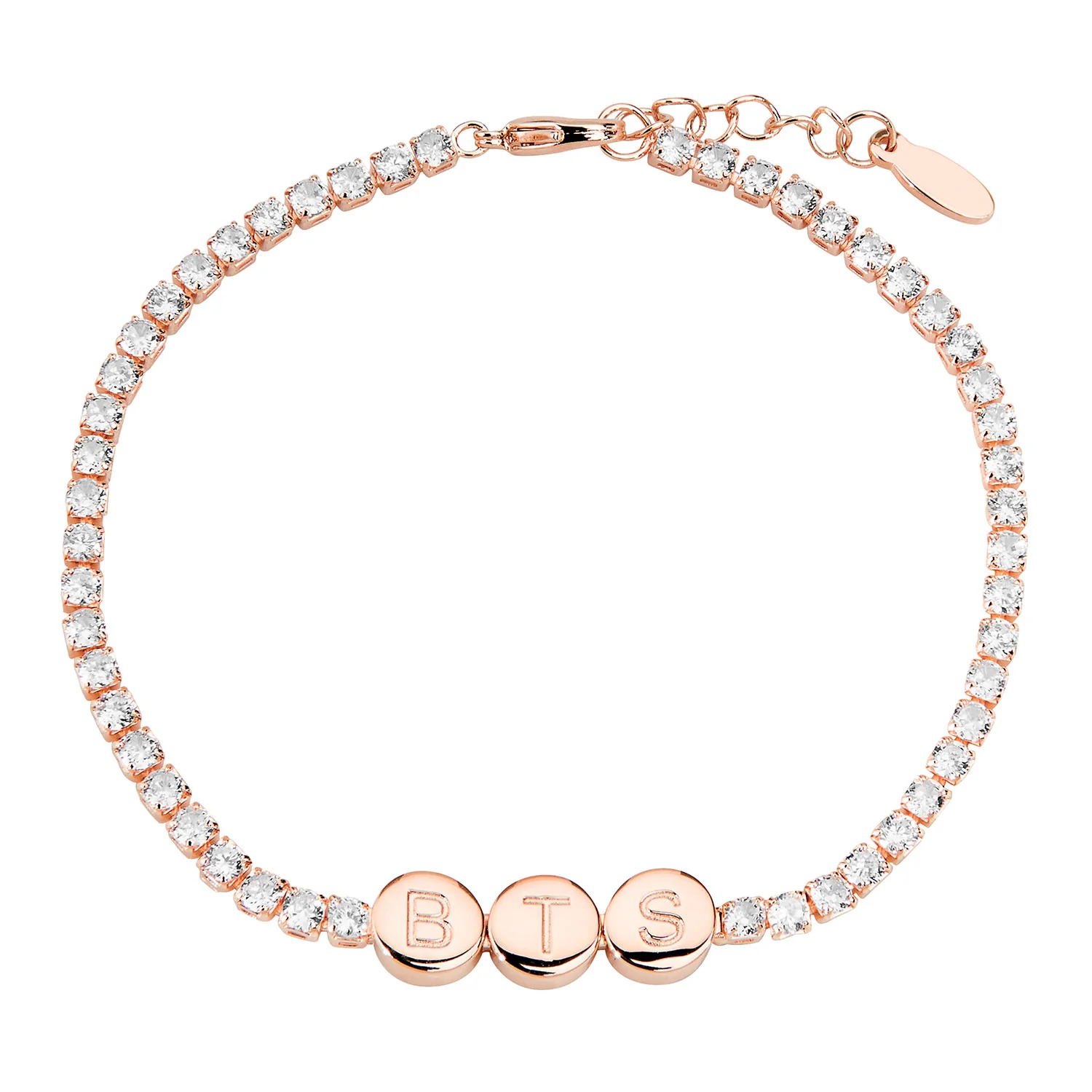 Engraved Slider Charms Station CZ Tennis Bracelet - Image 5