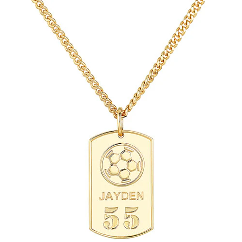 Engraved Soccer Dog Tag 20 Necklace - Image 3
