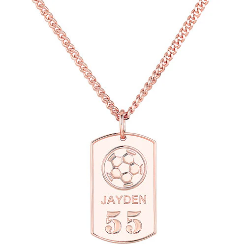 Engraved Soccer Dog Tag 20 Necklace - Image 4