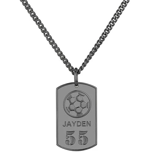 Engraved Soccer Dog Tag 20 Necklace - Image 5