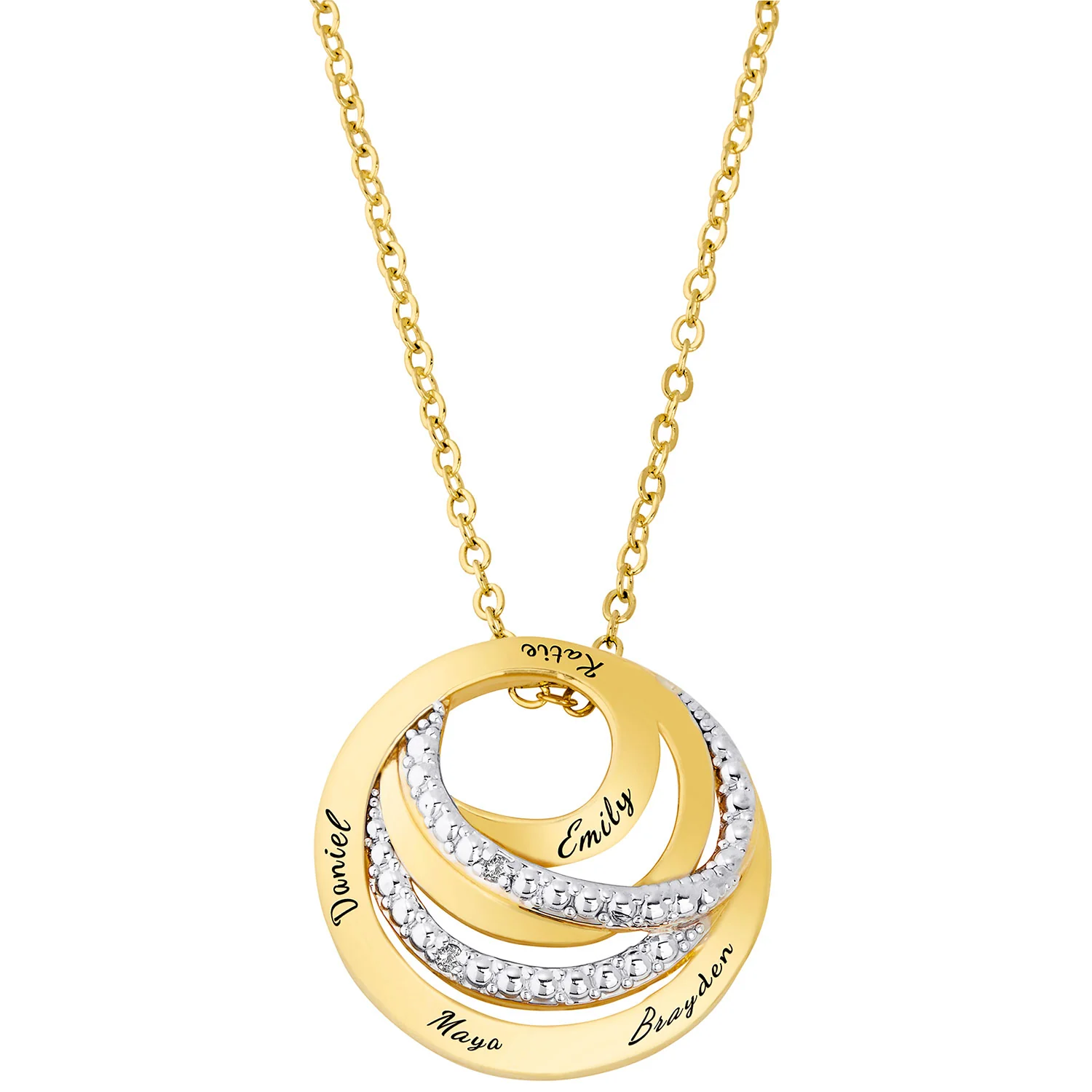 Entwined Engraved Circles with Diamond Accent Necklace - Image 4