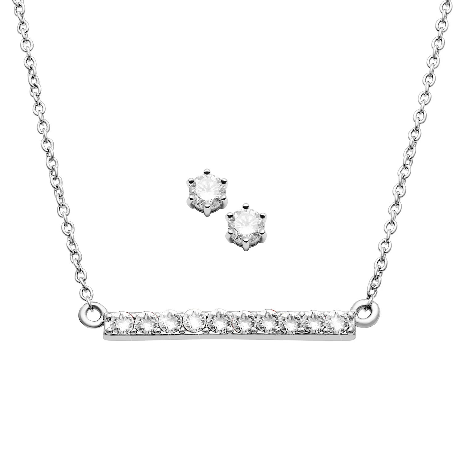 Multi Stone Bar Necklace + Bonus CZ Studs - Image 3