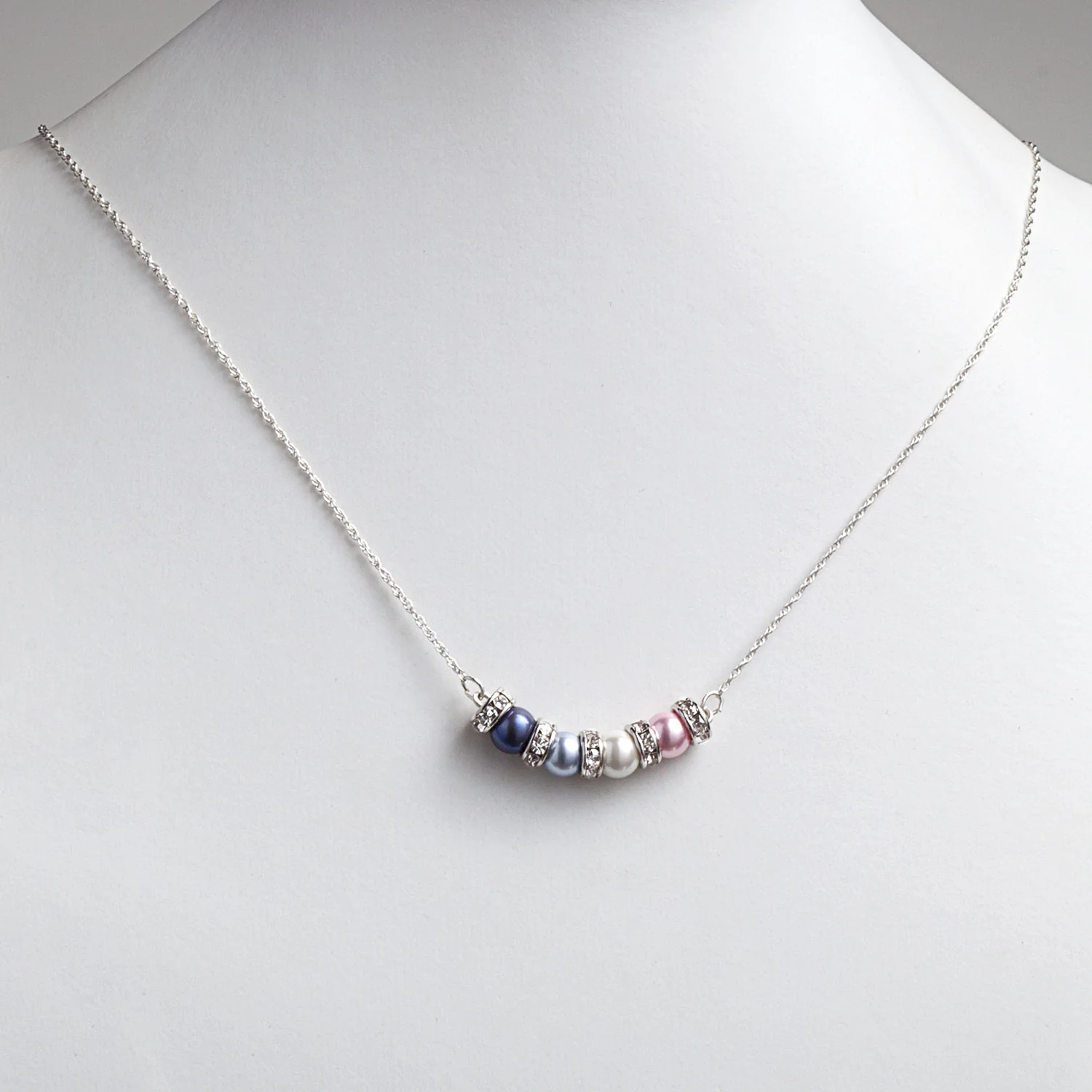 Family Birthstone Shell Pearl and Clear Crystal Necklace - Image 4