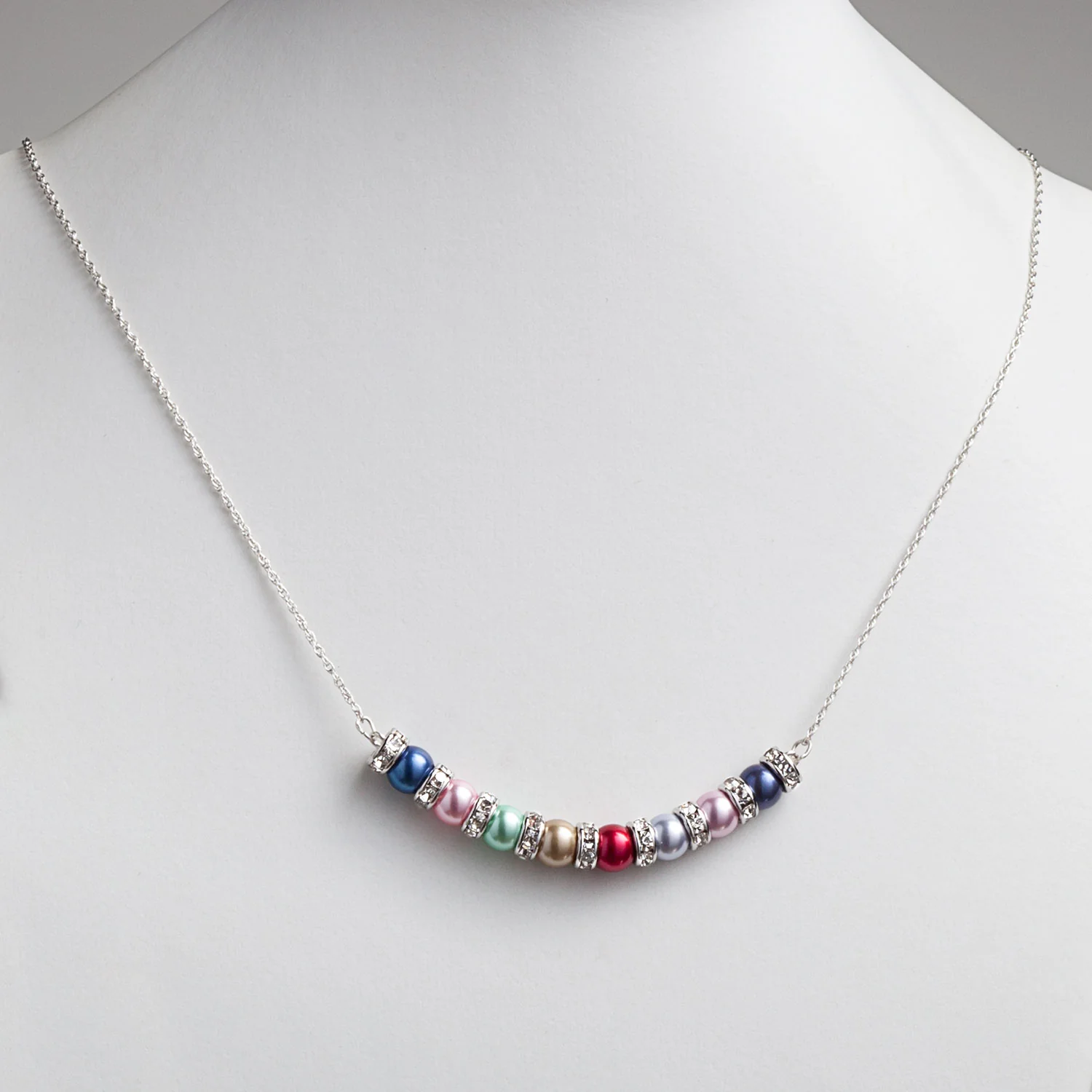 Family Birthstone Shell Pearl and Clear Crystal Necklace - Image 5