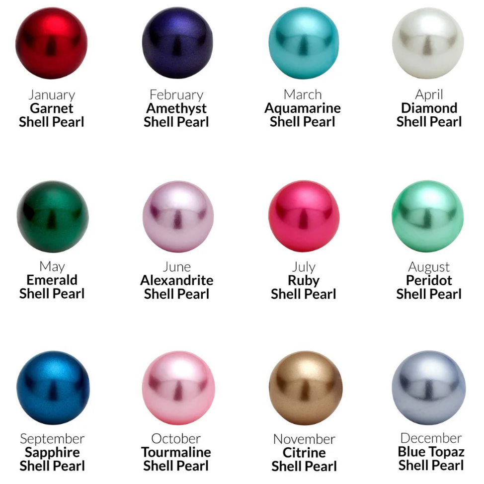 Family Birthstone Shell Pearl and Clear Crystal Necklace - Image 7