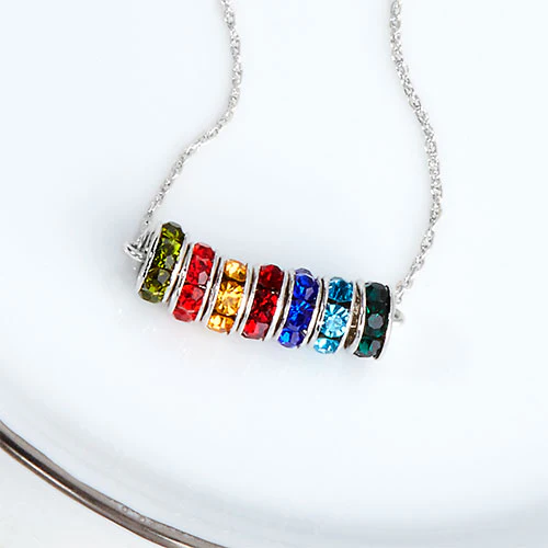 Family Birthstone Necklace with Sterling Silver Chain - Image 2