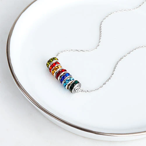 Family Birthstone Necklace with Sterling Silver Chain - Image 3