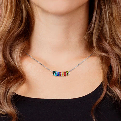 Family Birthstone Necklace with Sterling Silver Chain - Image 5