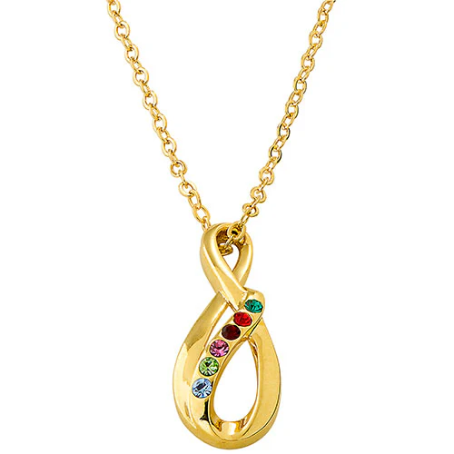 Family Birthstone Swirl Infinity Necklace - Image 3