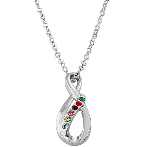Family Birthstone Swirl Infinity Necklace - Image 9