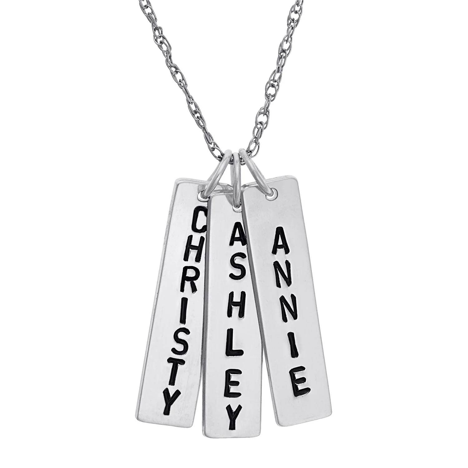Family Engraved Name Bar Necklace - 3 Names