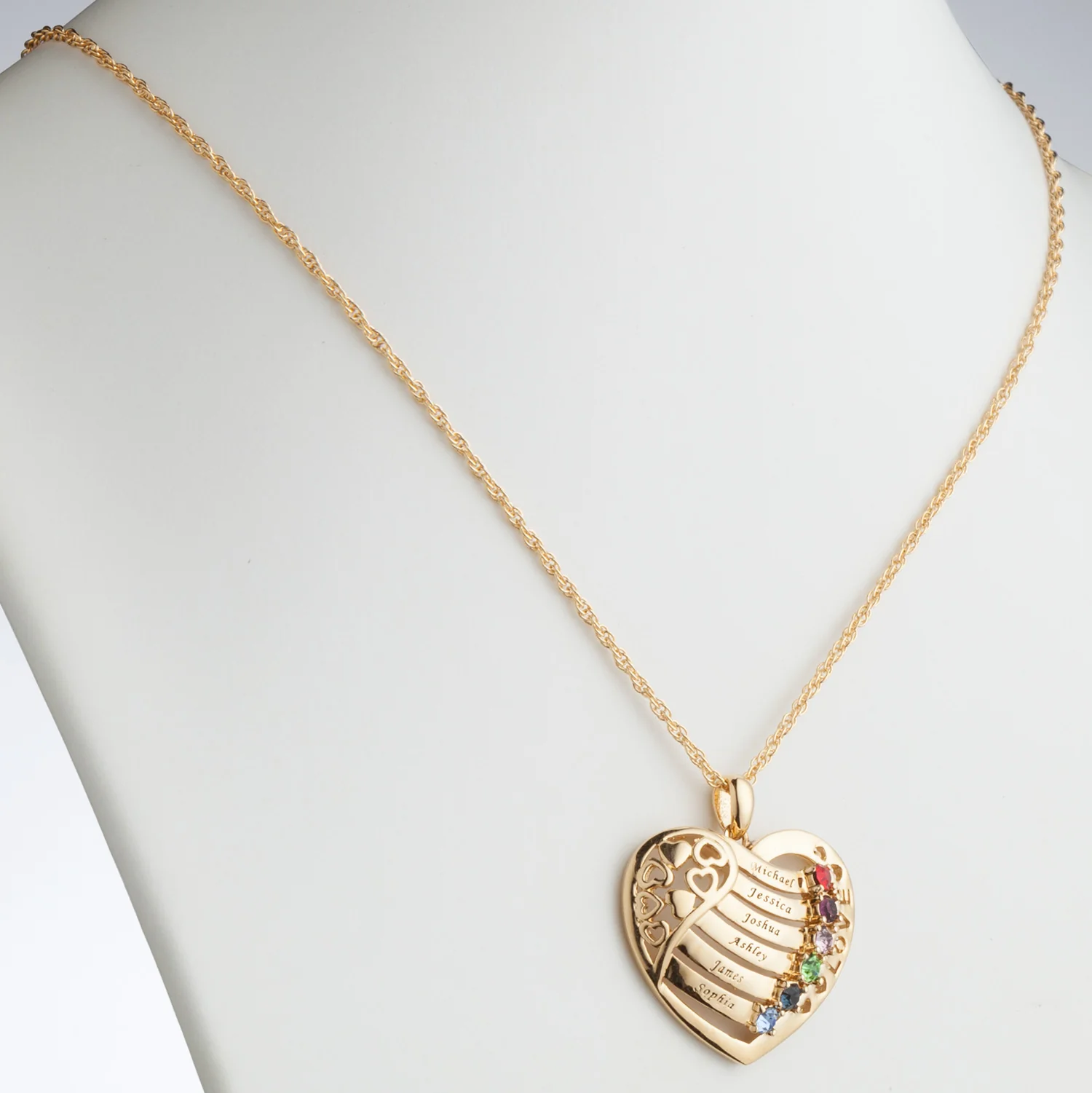 Family Heart Birthstone LOVE Pendant - Image 2