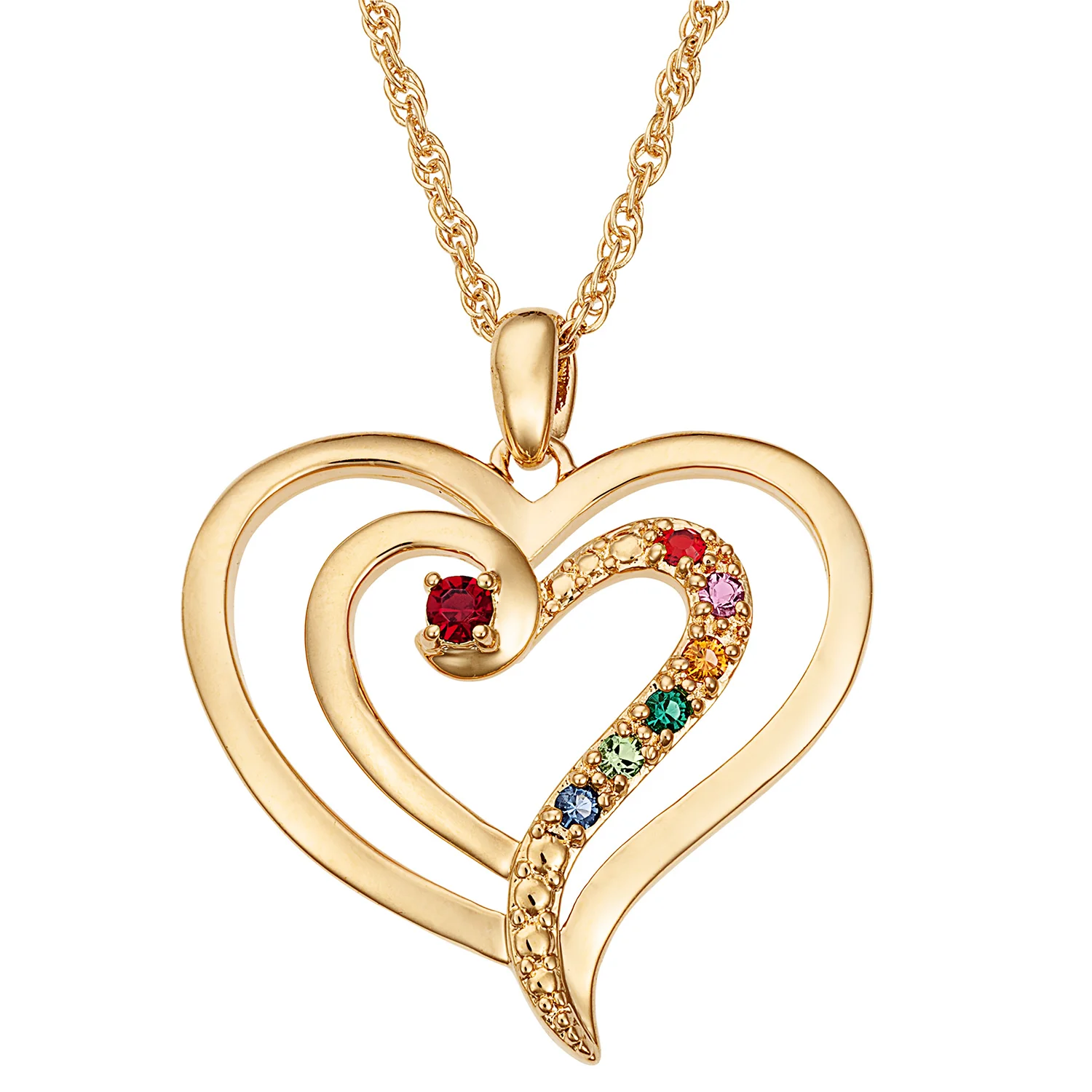 Family Heart Birthstone Pendant