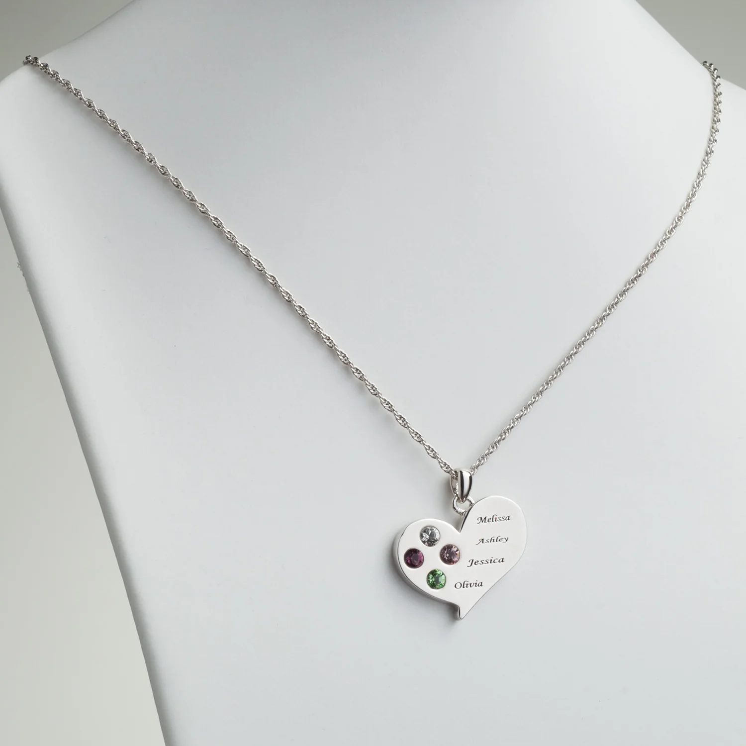 Family Heart Name and Birthstone Pendant - Image 2