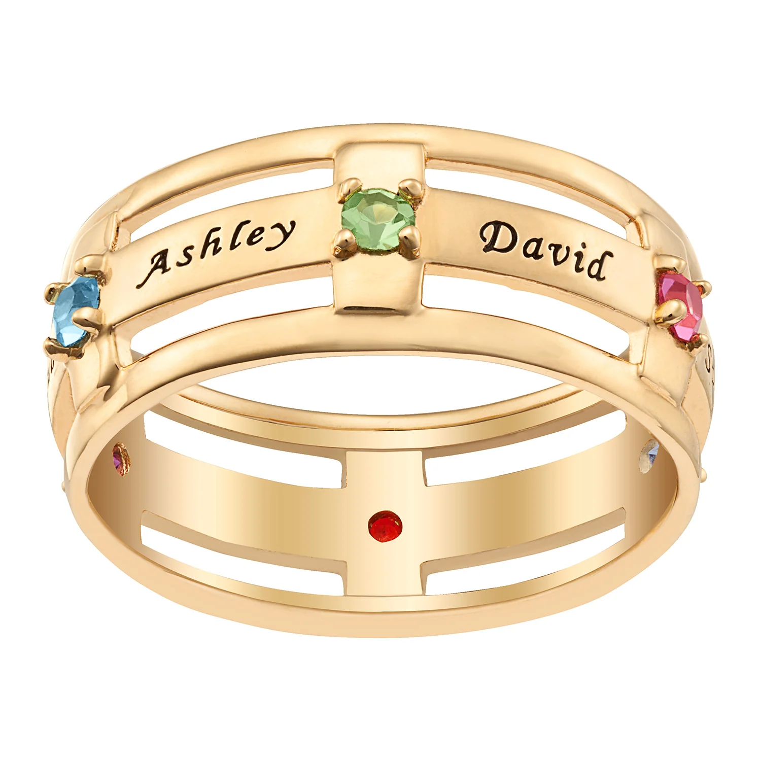 Family Name and Birthstone Ring
