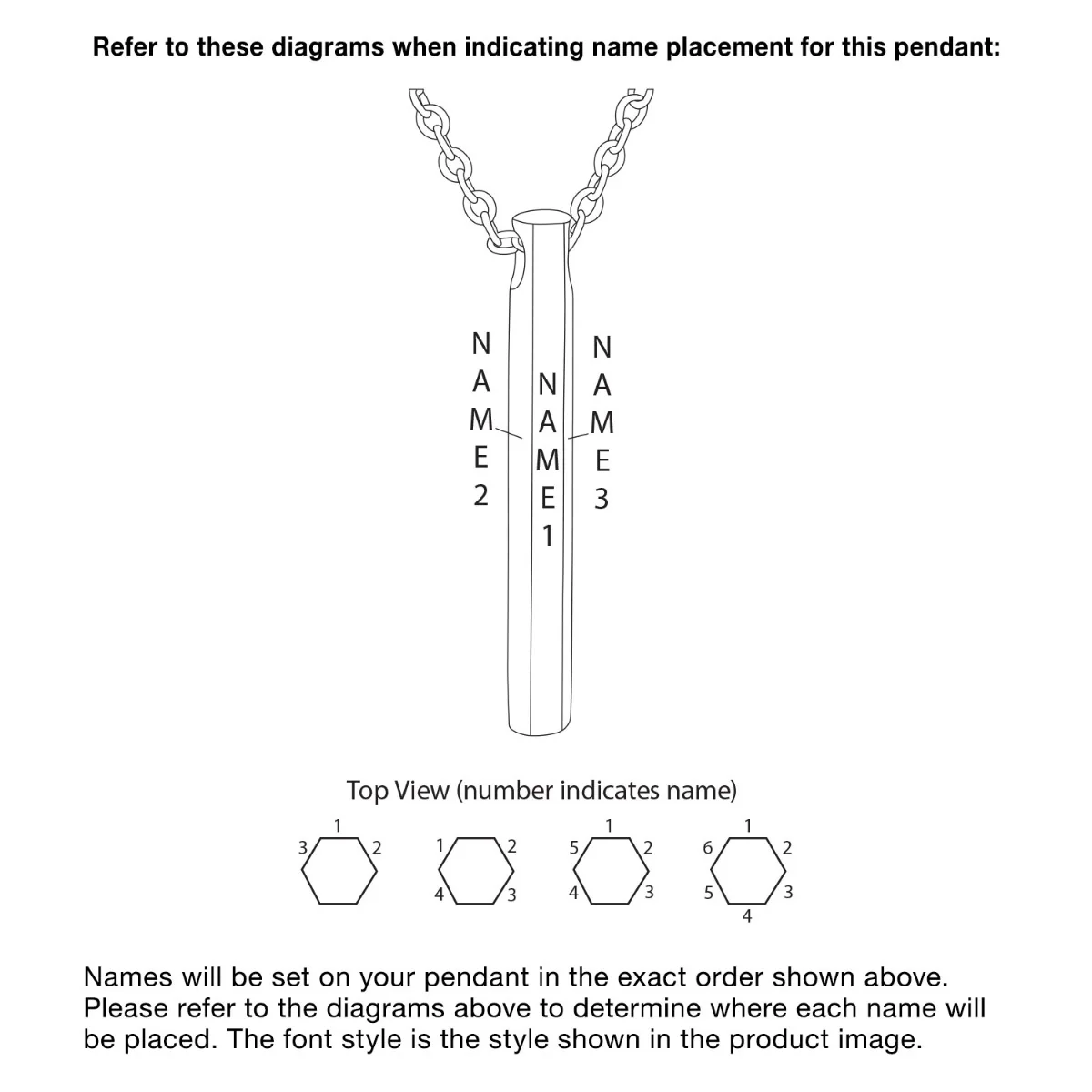Family Name Hexagon Bar Pendant - Image 5