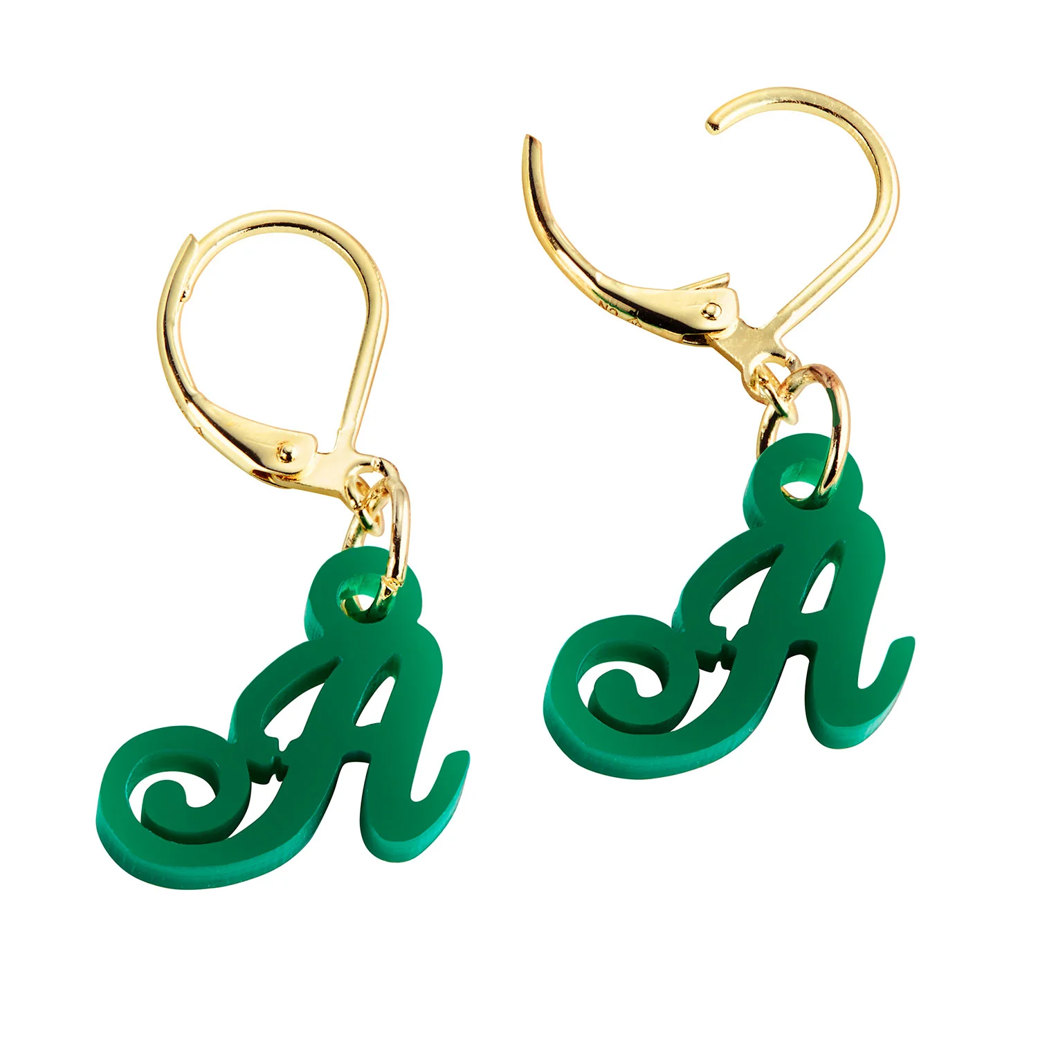 Fancy Script Acrylic Initial Dangle Drop Earrings - Image 5
