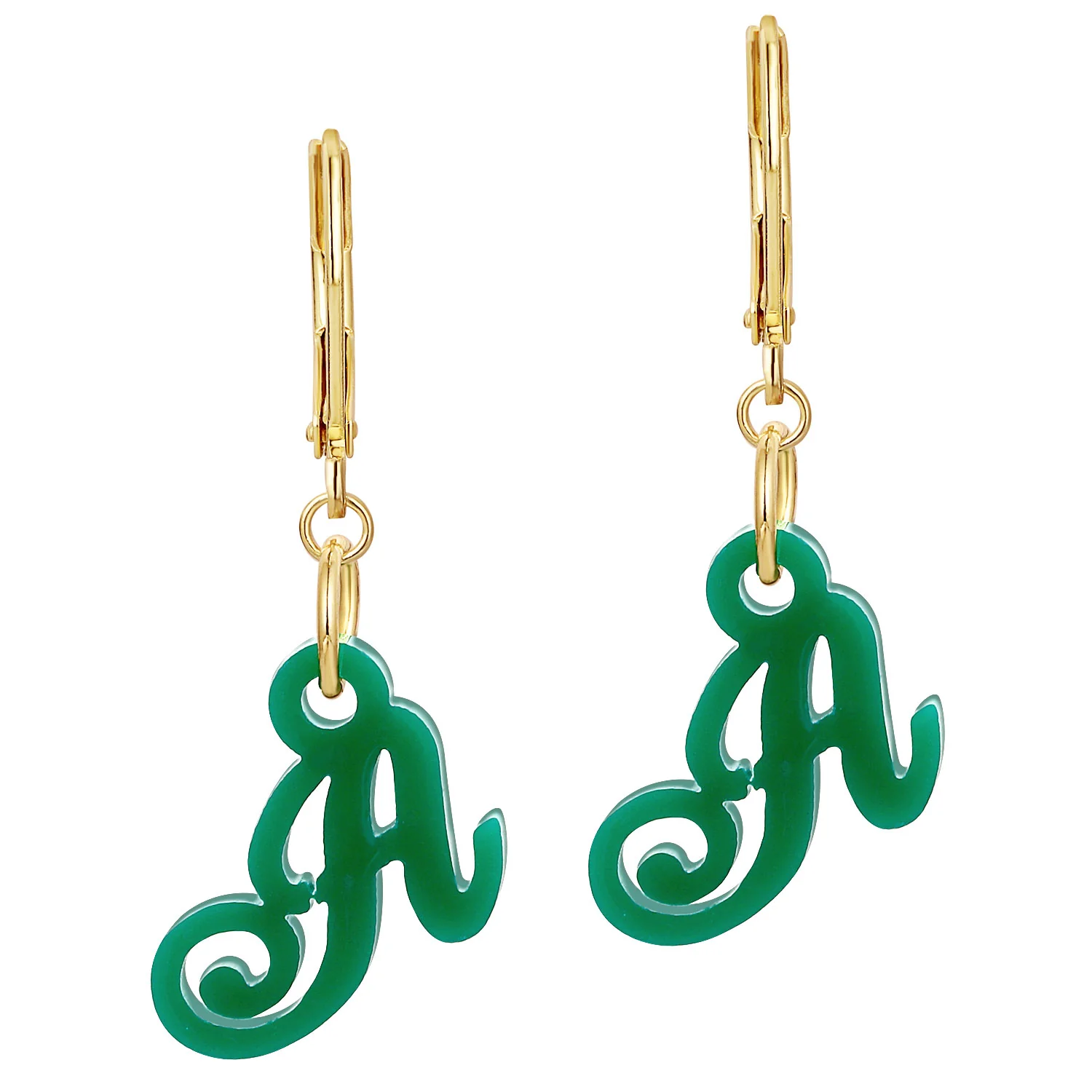 Fancy Script Acrylic Initial Dangle Drop Earrings - Image 6