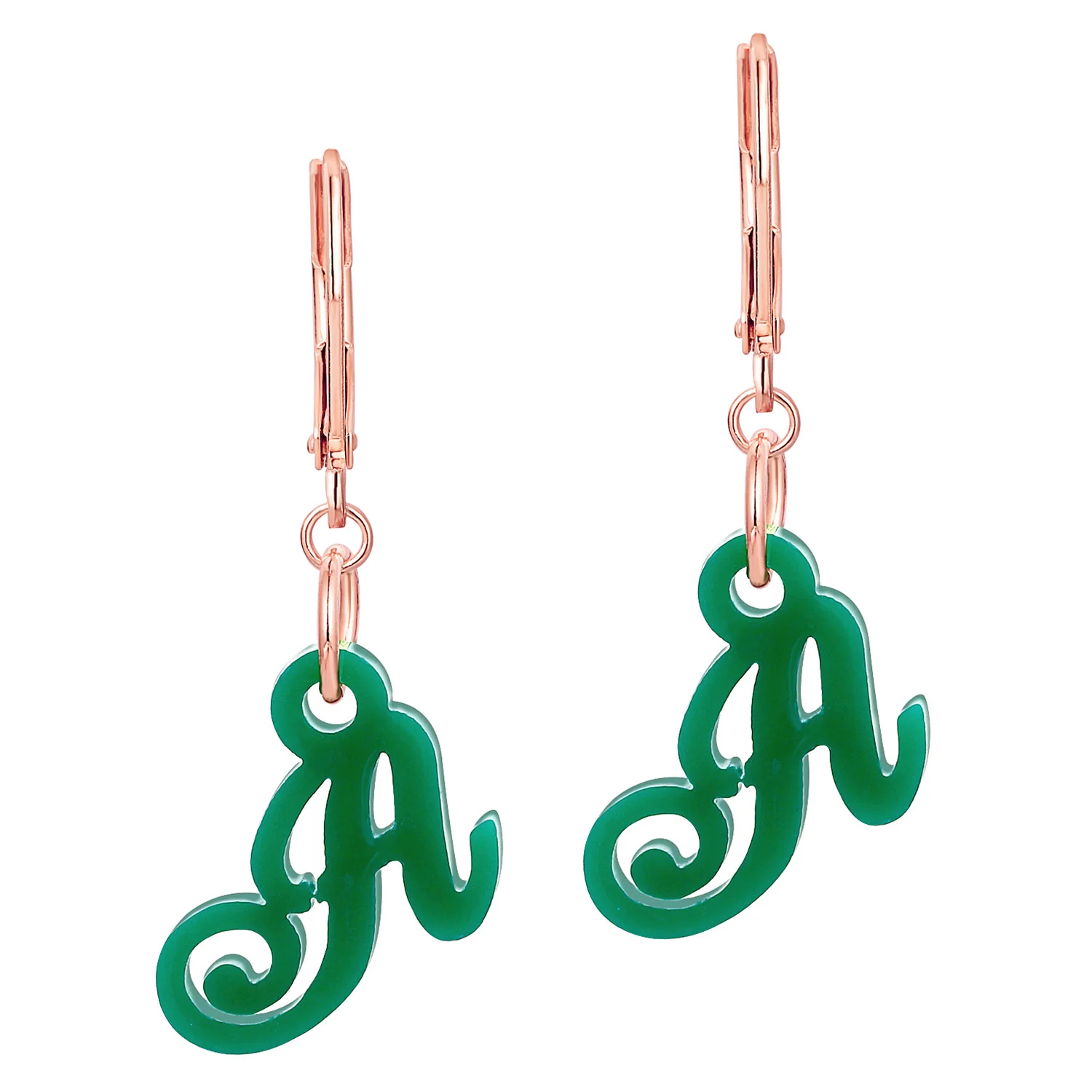 Fancy Script Acrylic Initial Dangle Drop Earrings - Image 7
