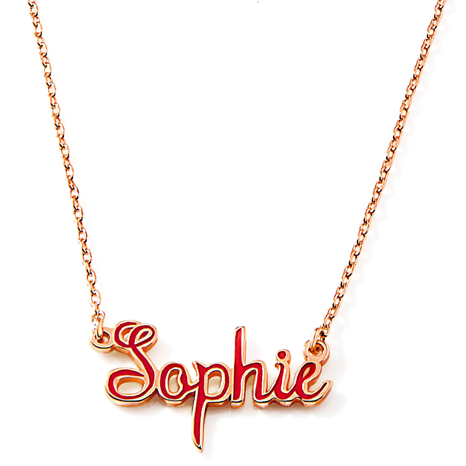 Fancy Script Enamel Name Necklace - Image 6