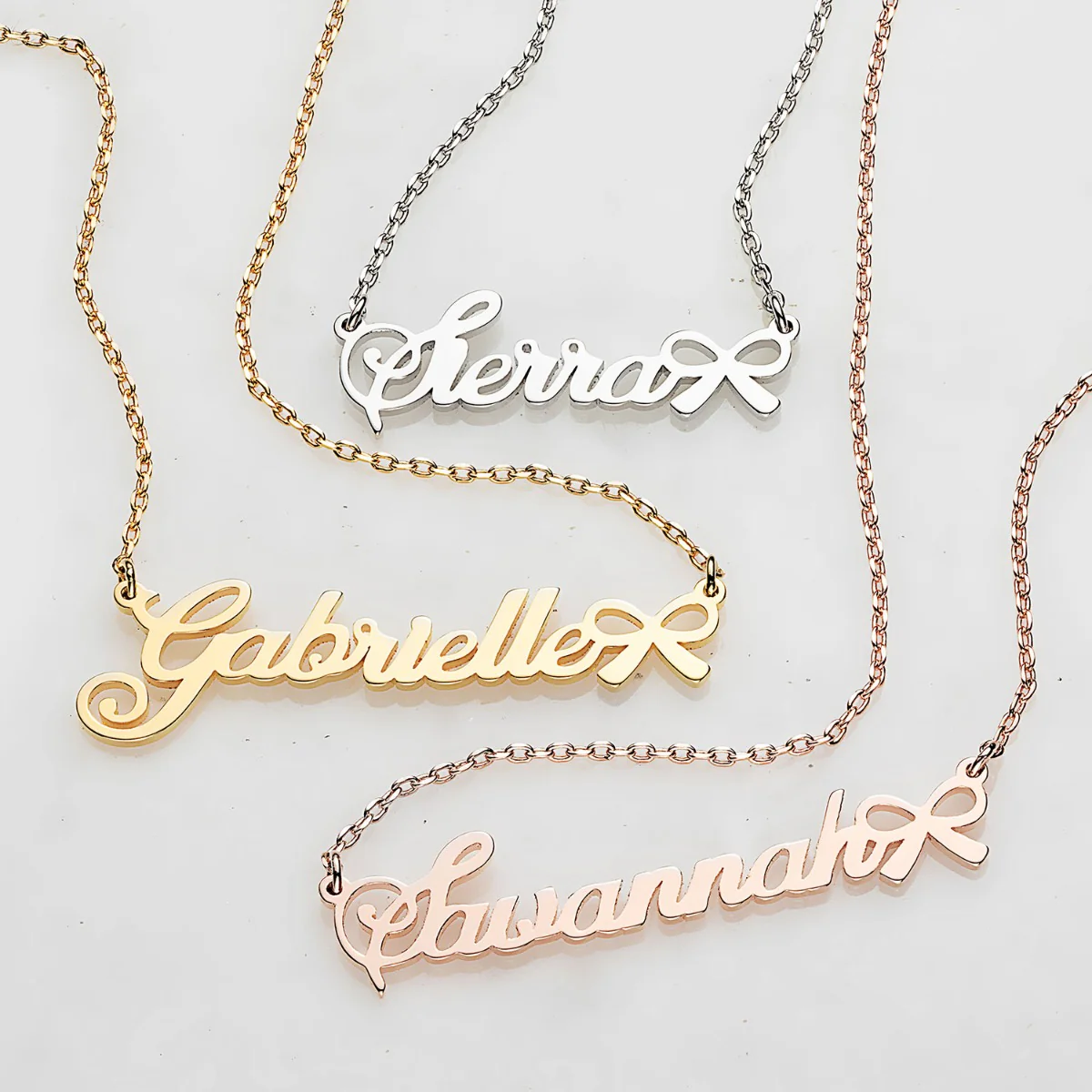 Fancy Script Name with Bow Necklace