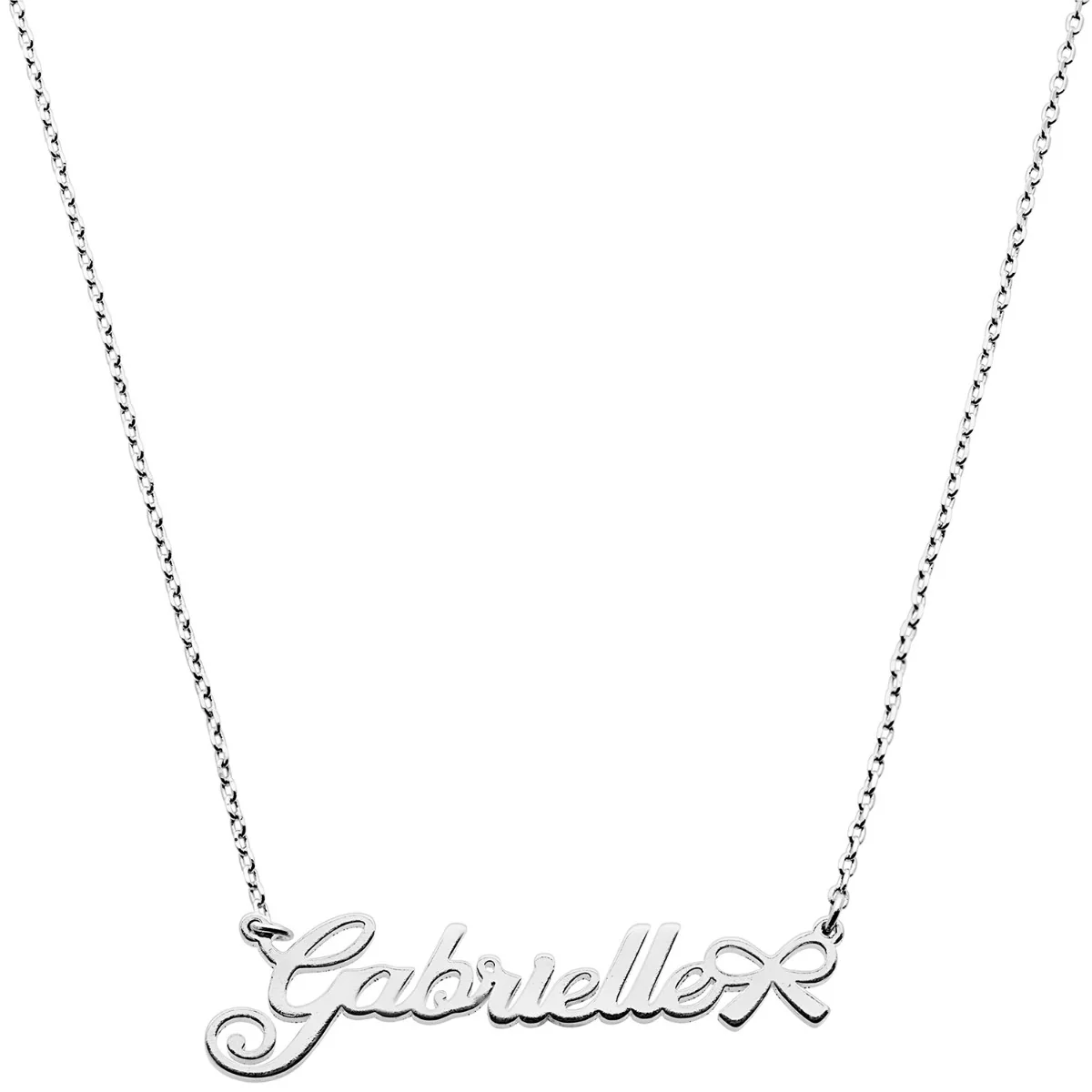 Fancy Script Name with Bow Necklace - Image 2