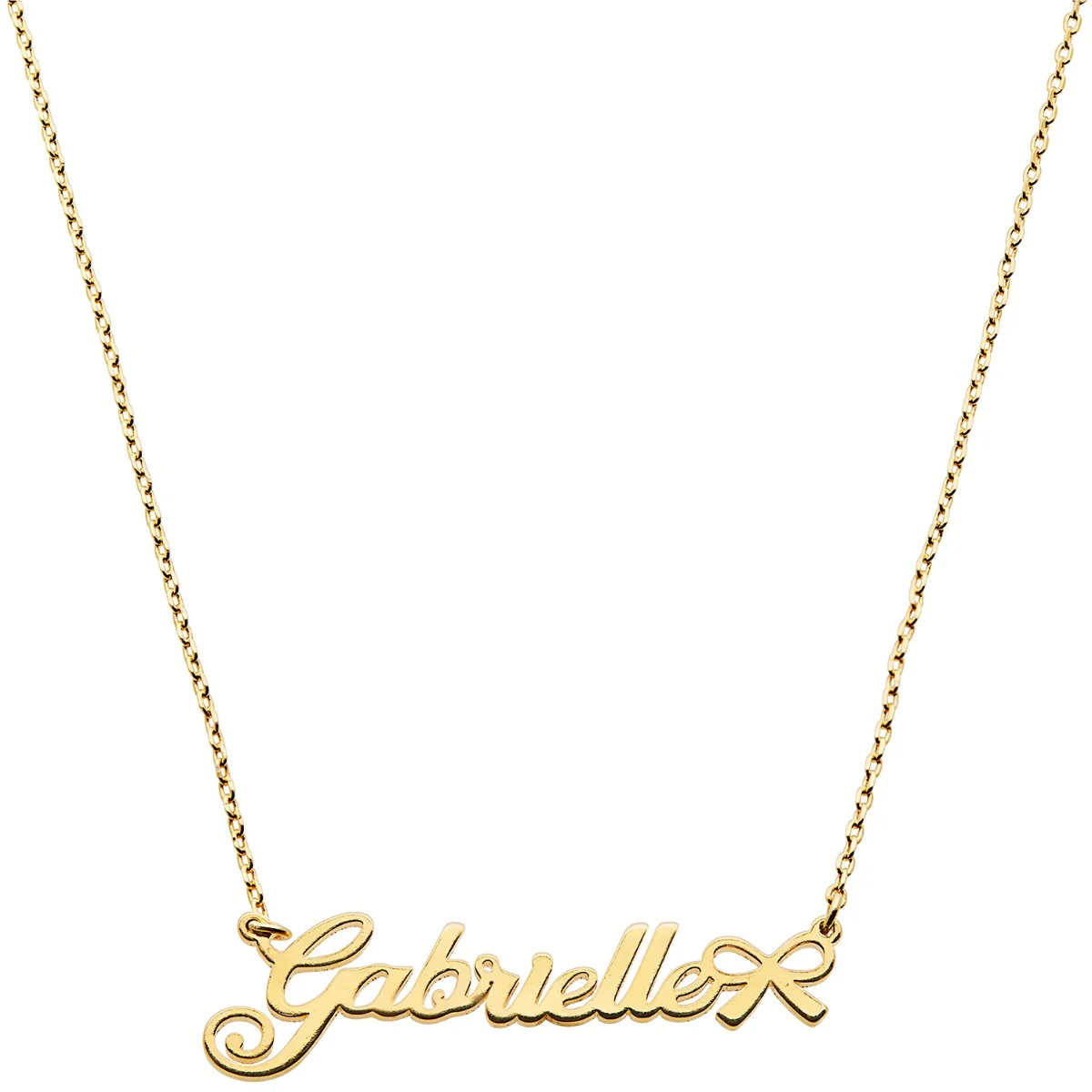 Fancy Script Name with Bow Necklace - Image 4