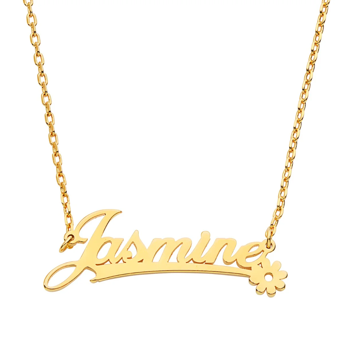 Fancy Script Name with Flower Underline Necklace - Image 2