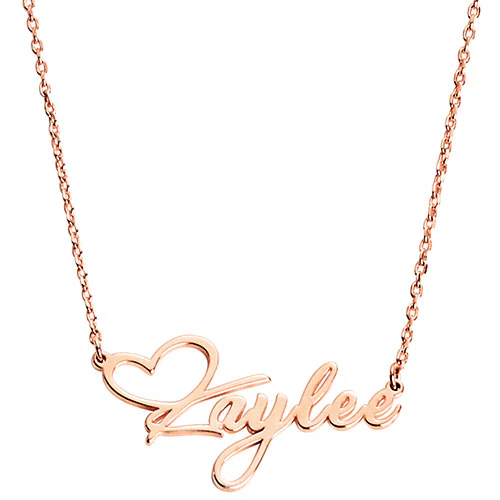 Fancy Script Name with Heart Necklace - Image 6
