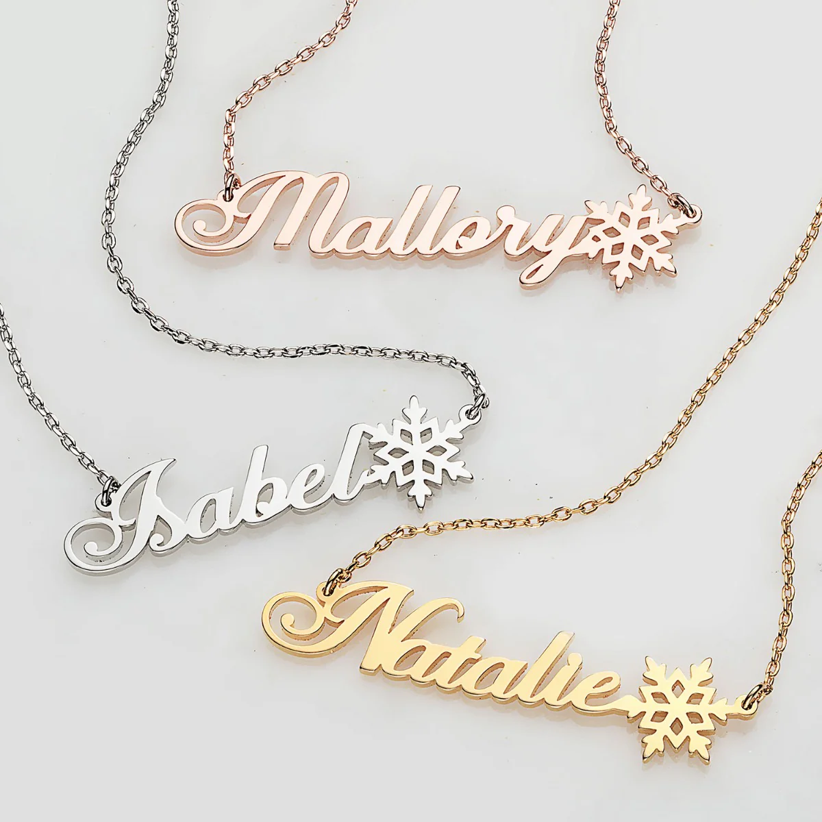Fancy Script Name with Snowflake Necklace