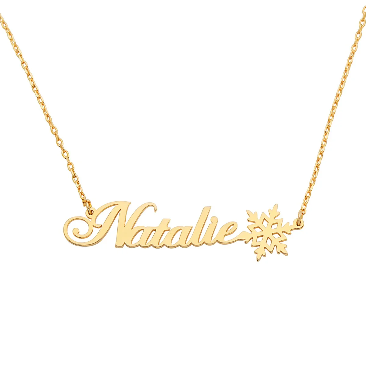 Fancy Script Name with Snowflake Necklace - Image 4