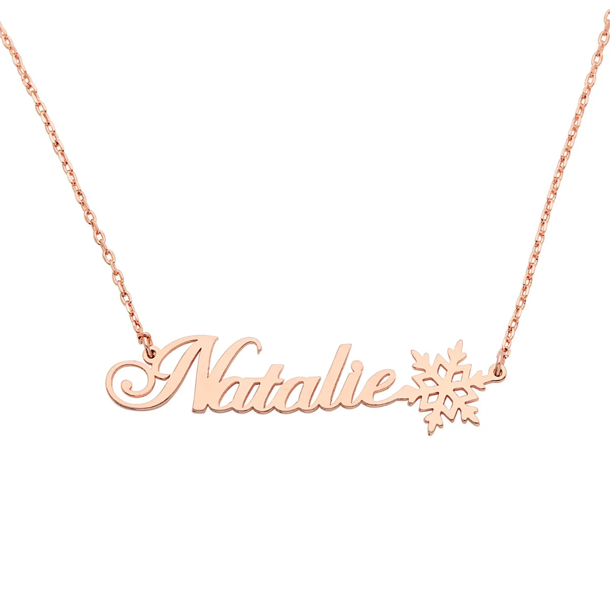Fancy Script Name with Snowflake Necklace - Image 6