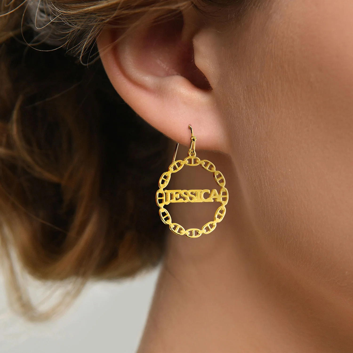Frozen Mariner Chain Name Drop Earrings - Image 3