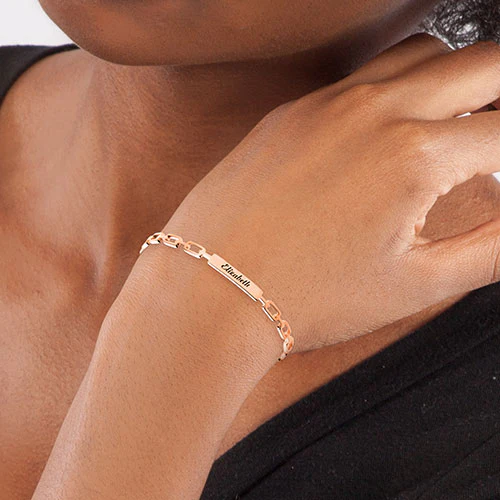 Frozen Paperclip Chain Engraved Cuff Bracelet - Image 6