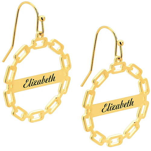 Frozen Paperclip Chain Engraved Drop Earrings - Image 4