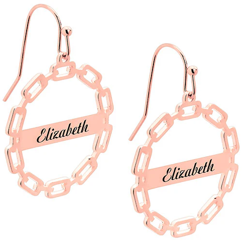 Frozen Paperclip Chain Engraved Drop Earrings - Image 7