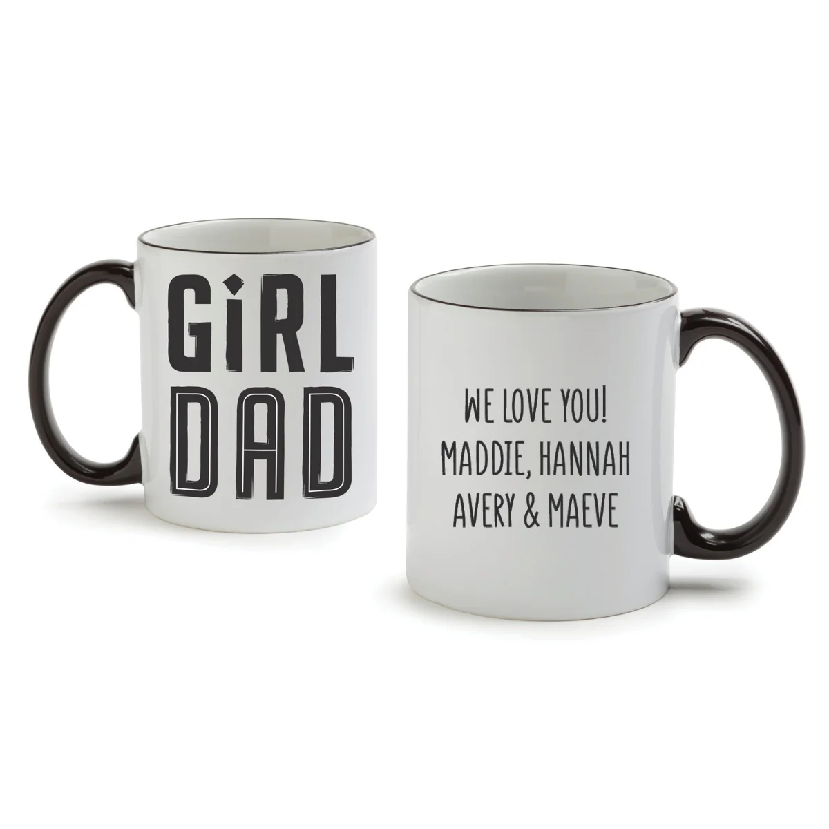 Girl Dad White Coffee Mug with Black Rim and Handle-11oz - Image 3
