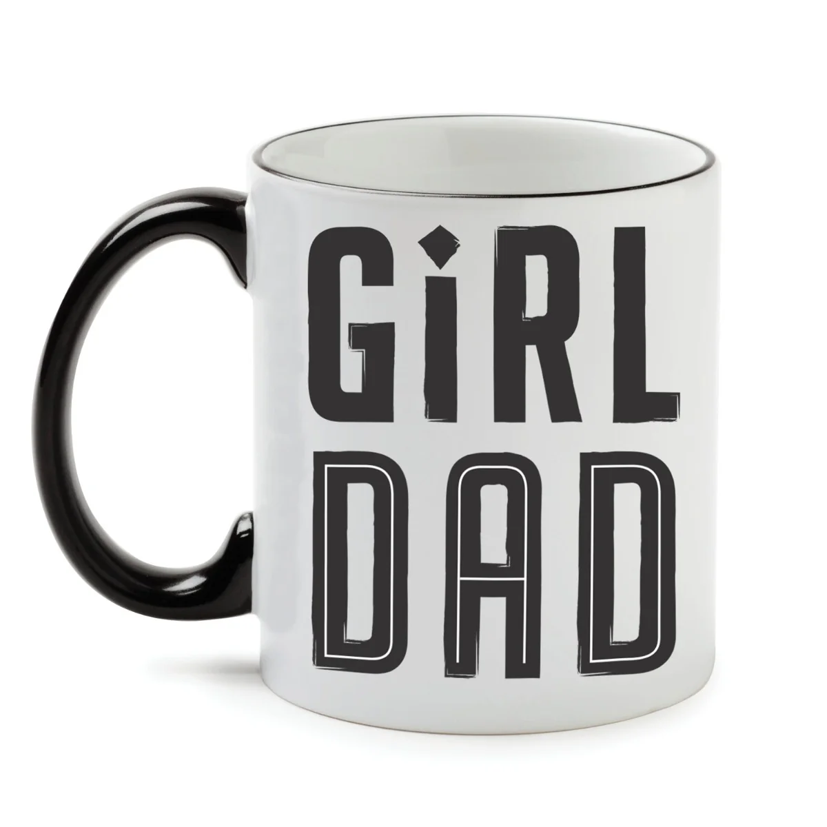 Girl Dad White Coffee Mug with Black Rim and Handle-11oz - Image 4