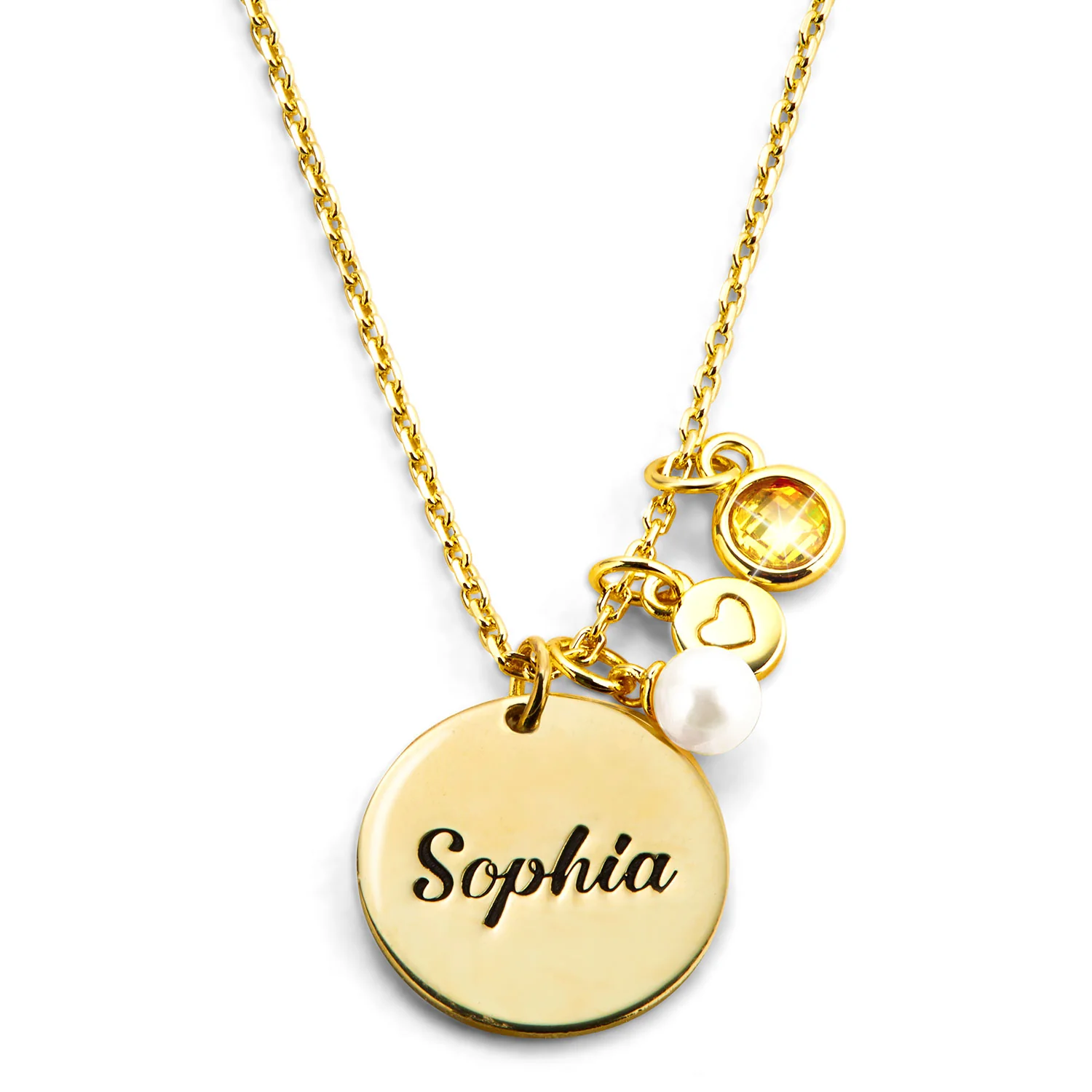 Girls' Sterling Silver Engraved Birthstone Cluster Necklace - Image 4