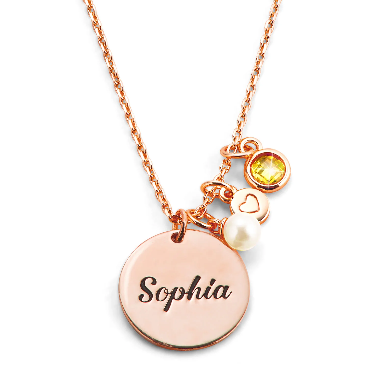 Girls' Sterling Silver Engraved Birthstone Cluster Necklace - Image 5