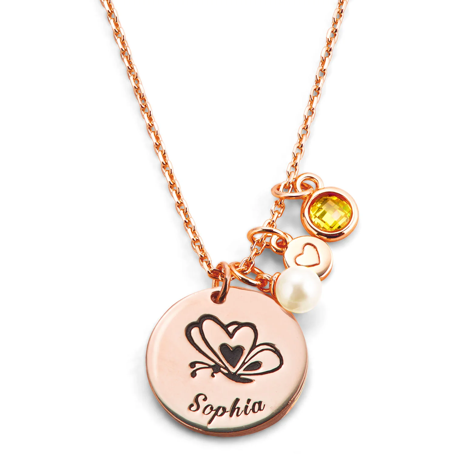 Girls' Sterling Silver Personalized Butterfly Birthstone Cluster Necklace - Image 5