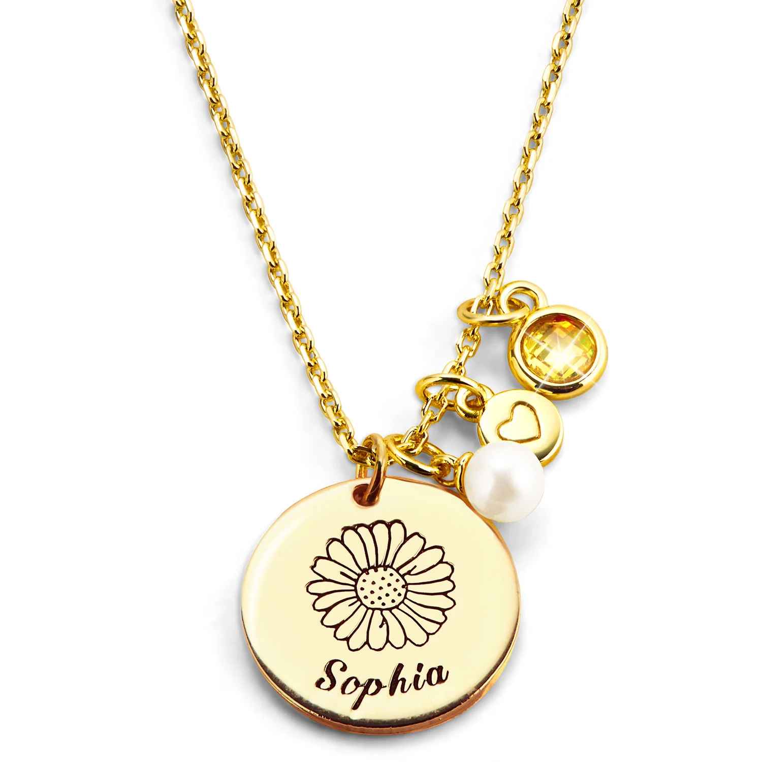 Girls' Sterling Silver Personalized Flower Birthstone Cluster Necklace - Image 4