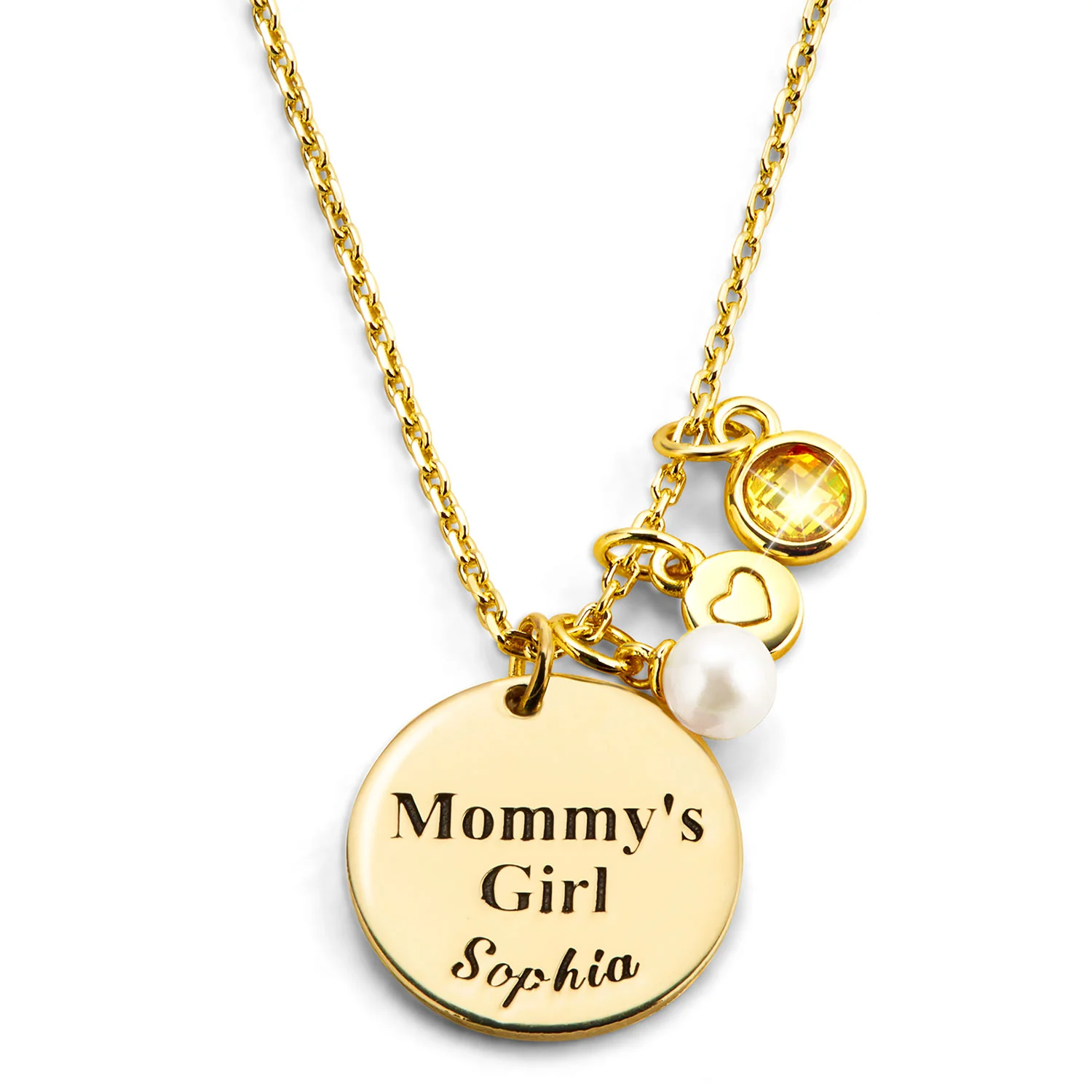 Girls' Sterling Silver Personalized Mommy's Girl Birthstone Cluster Necklace - Image 4
