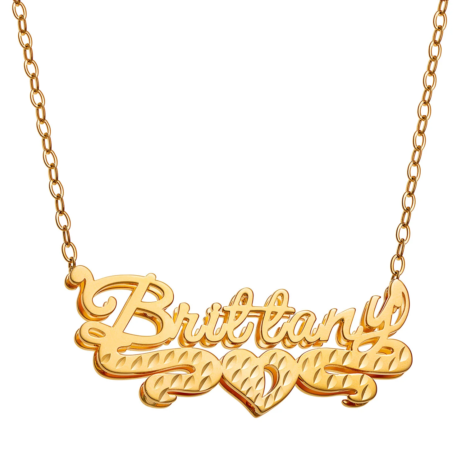 Personalized 14K Gold over Sterling Double Nameplate Necklace