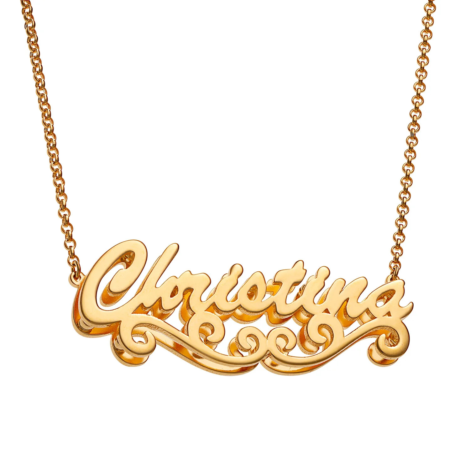 Personalized 14K Gold over Sterling Double Nameplate Necklace