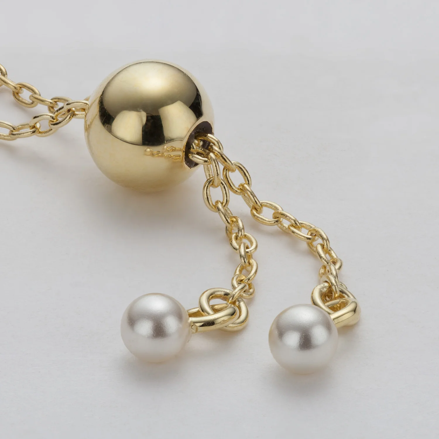 14K Gold over Sterling Adjustable Name Plaque Bracelet with Pearl - Image 3