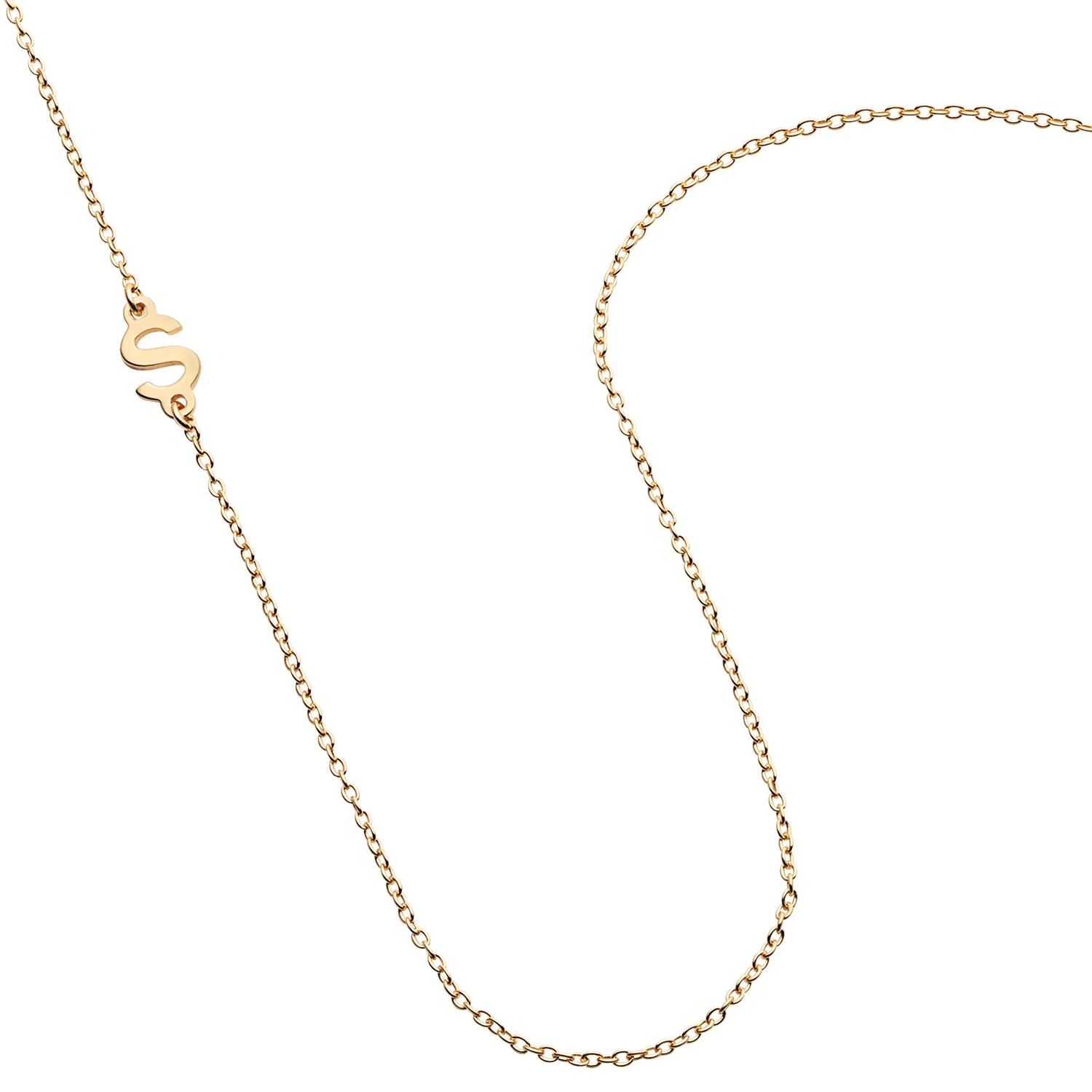 14K Gold over Sterling Asymmetrical Initial Necklace - Image 3