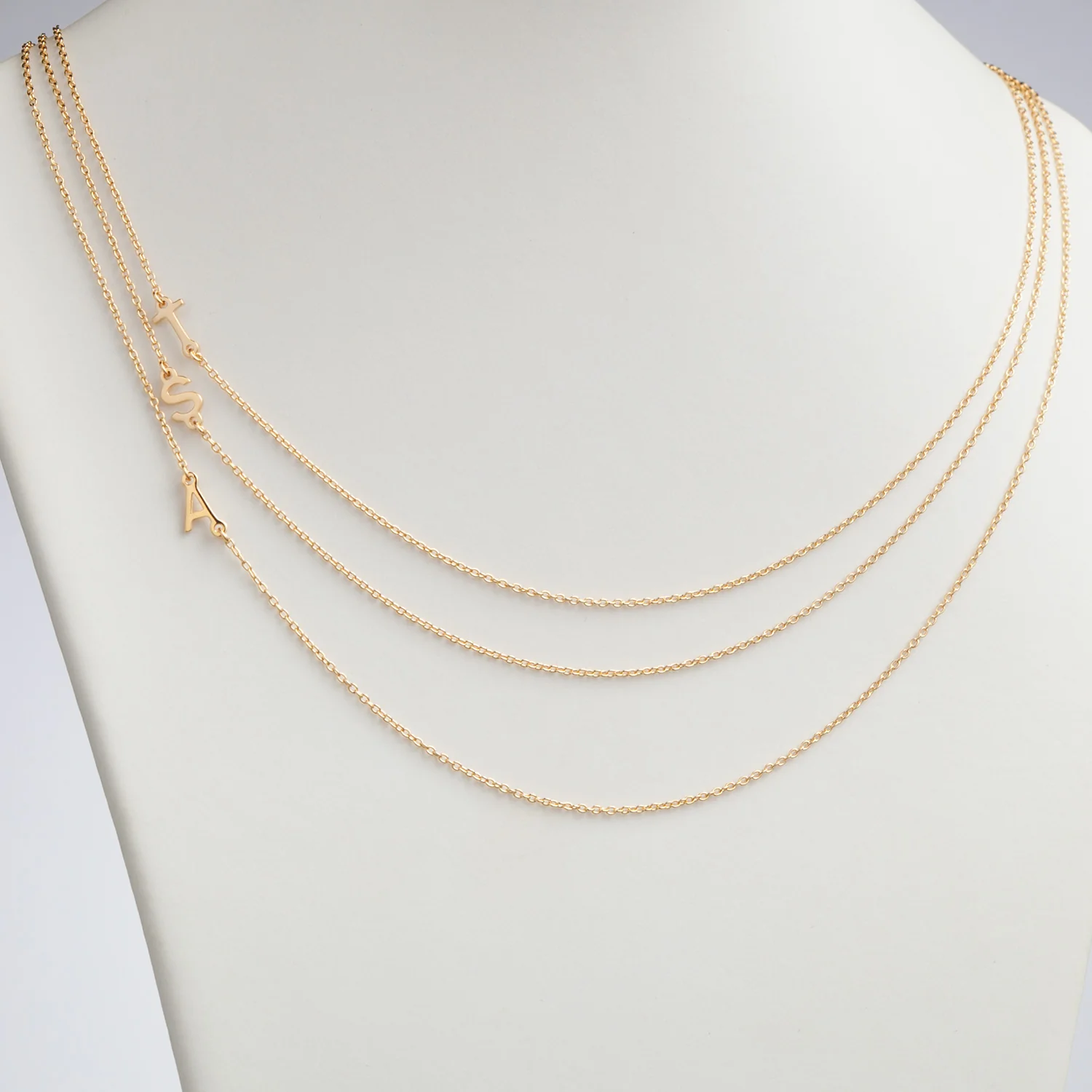 14K Gold over Sterling Asymmetrical Initial Necklace - Image 4