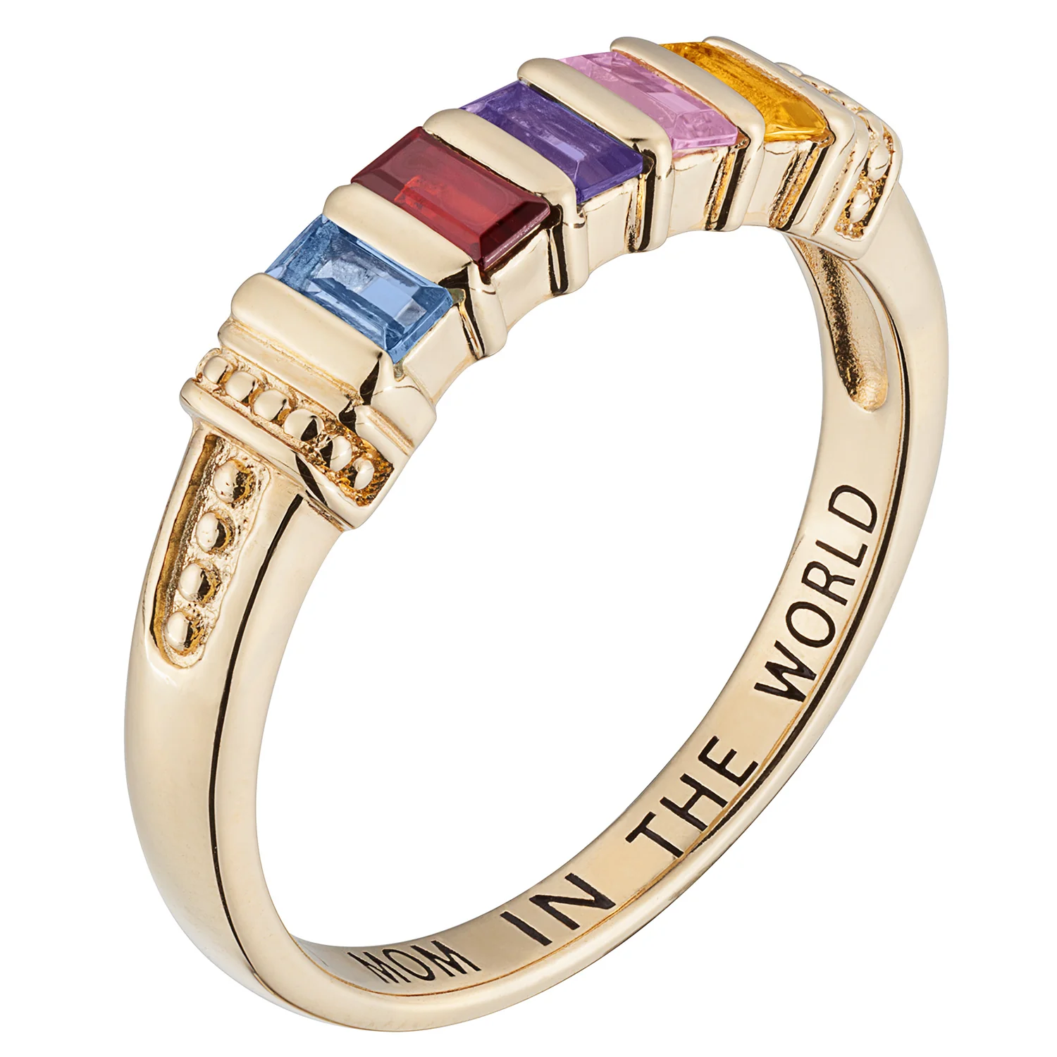 14K Gold over Sterling Baguette Birthstone Ring - 5 Stones - Image 2